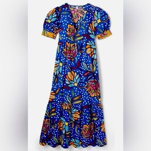Tabitha Brown X Target Blue Floral Midi Dress Size 6 NWT